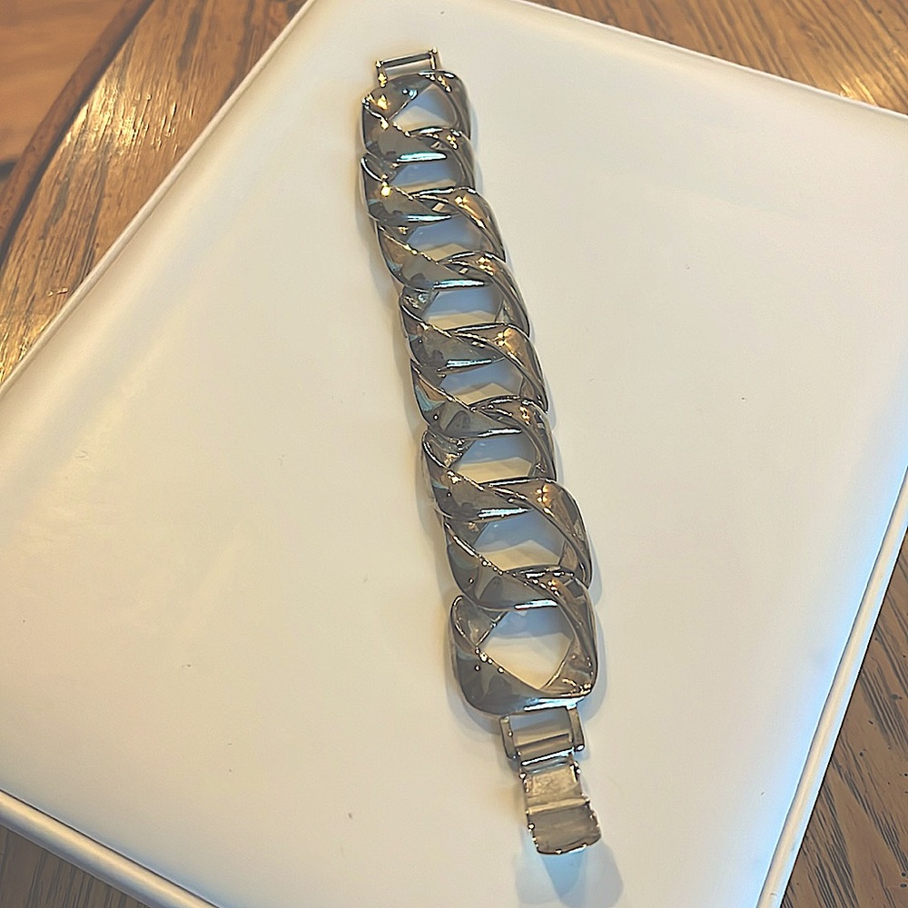 🌺Carol LeeCHUNKY CHAIN LINK SignedSilverPlated.Modern StyleStatement pc.